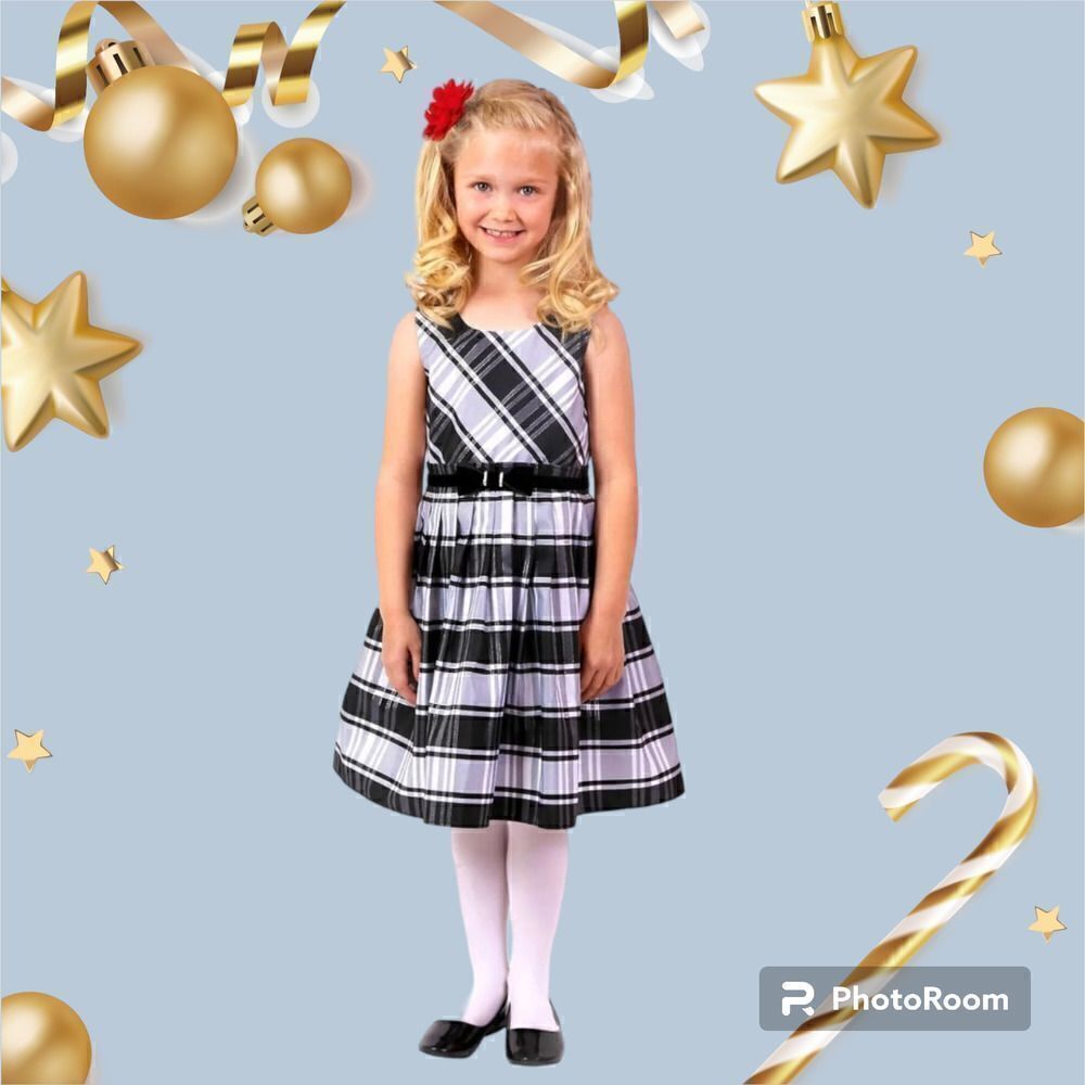 Jona Michelle Holiday Christmas Dress Blue & White Plaid sz 8